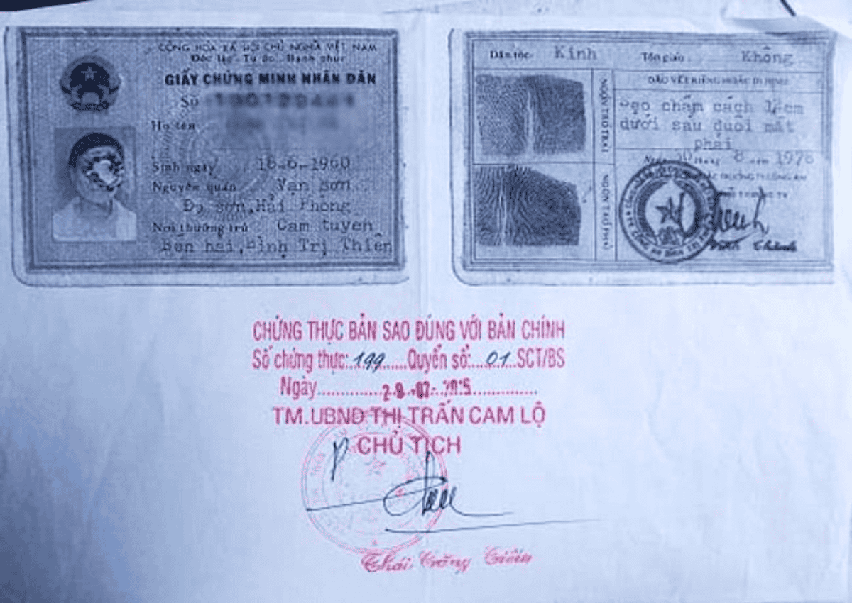 Bản sao chứng minh nhân dân có công chứng là gì và hiệu lực bao lâu? 1 Bản sao chứng minh nhân dân có công chứng