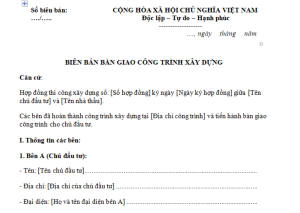 Tải ngay biên bản bàn giao công trình mẫu mới nhất hiện nay 16 Biên bản bàn giao công trình
