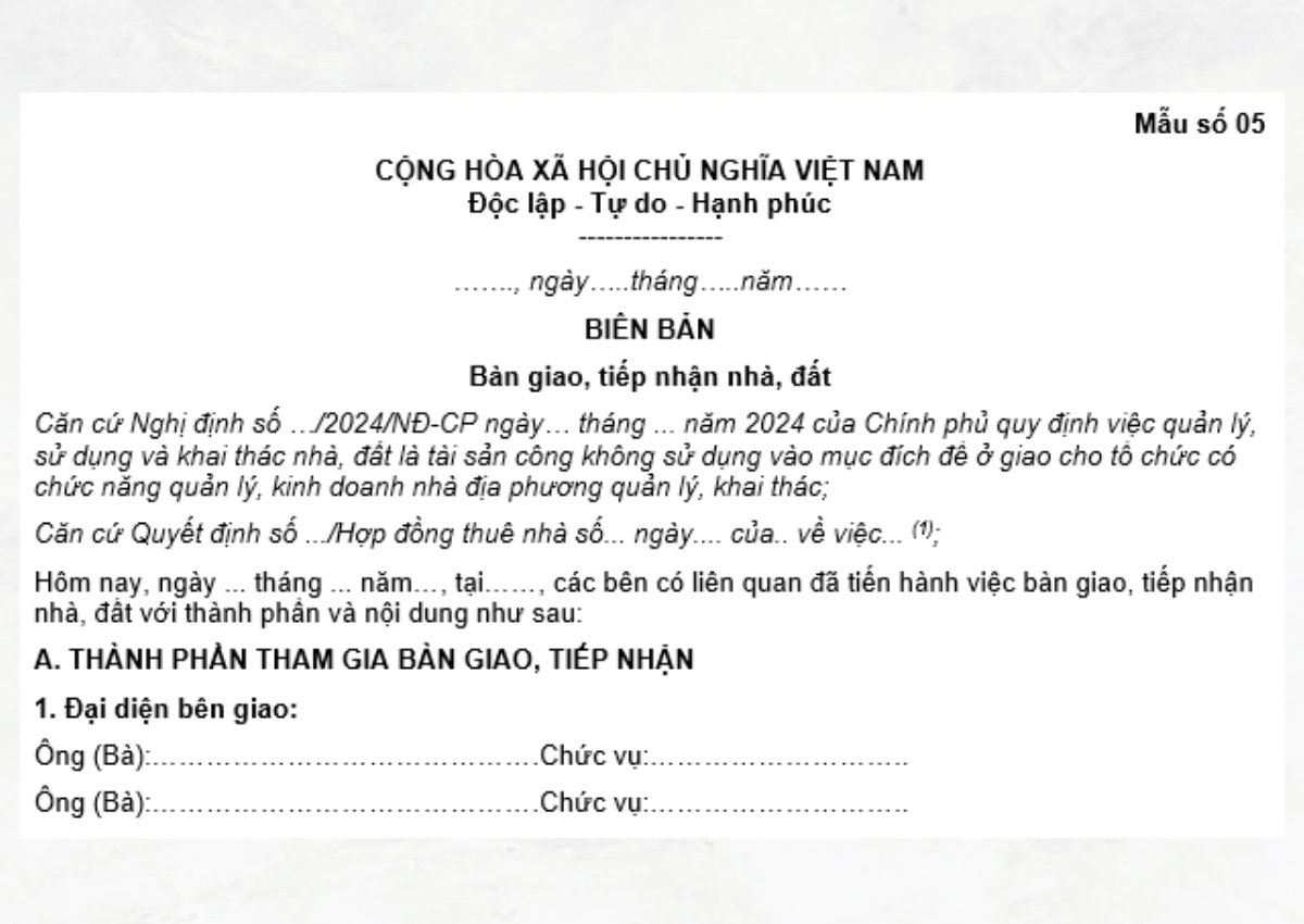 Biên bản bàn giao đất