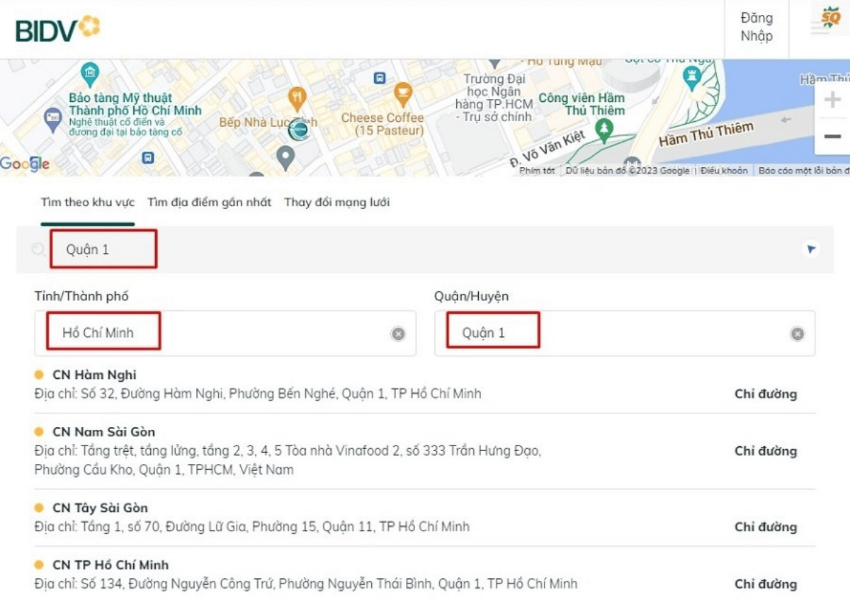 Danh sách các chi nhánh ngân hàng BIDV tại TPHCM mới nhất 2 Tra cứu chi nhánh ngân hàng BIDV